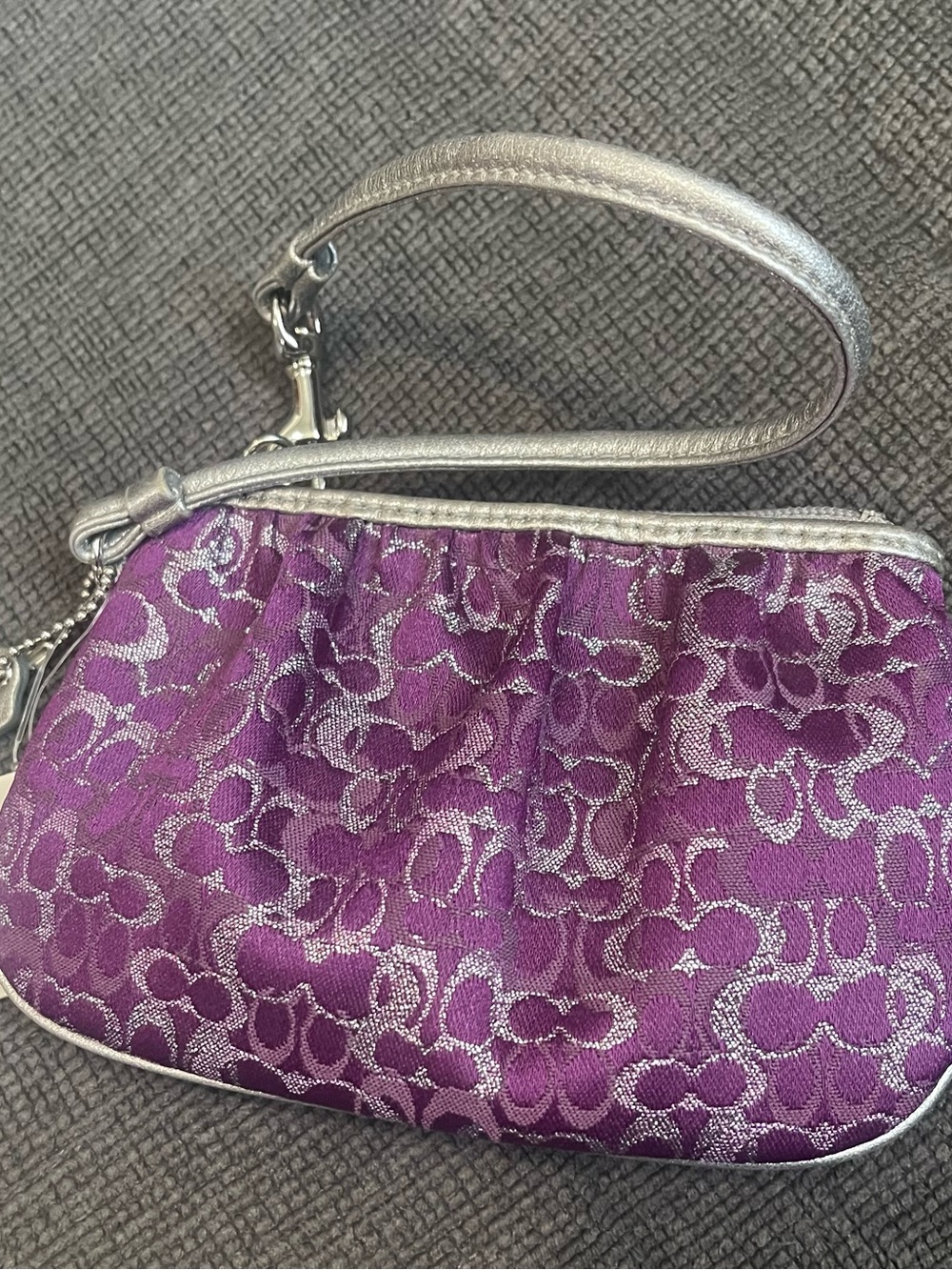 Coach Purple Wristlet Clutch with Silver Accents